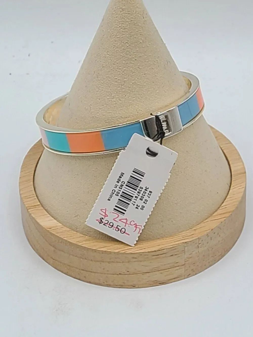 Talbots Silver Tone Hinged Pastel Bangle Bracelet NWT